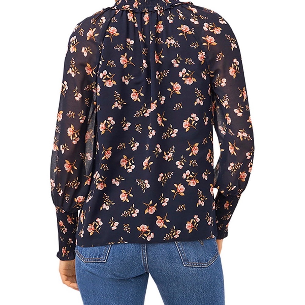 1. State Navy Floral Blouse Long Sleeve Top Large - Picture 5 of 5